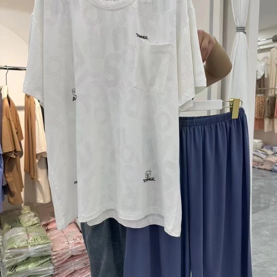 男士雨润百合镂空短袖短裤睡衣套装351