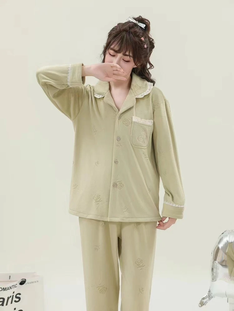 女士海岛绒家居服套装3902