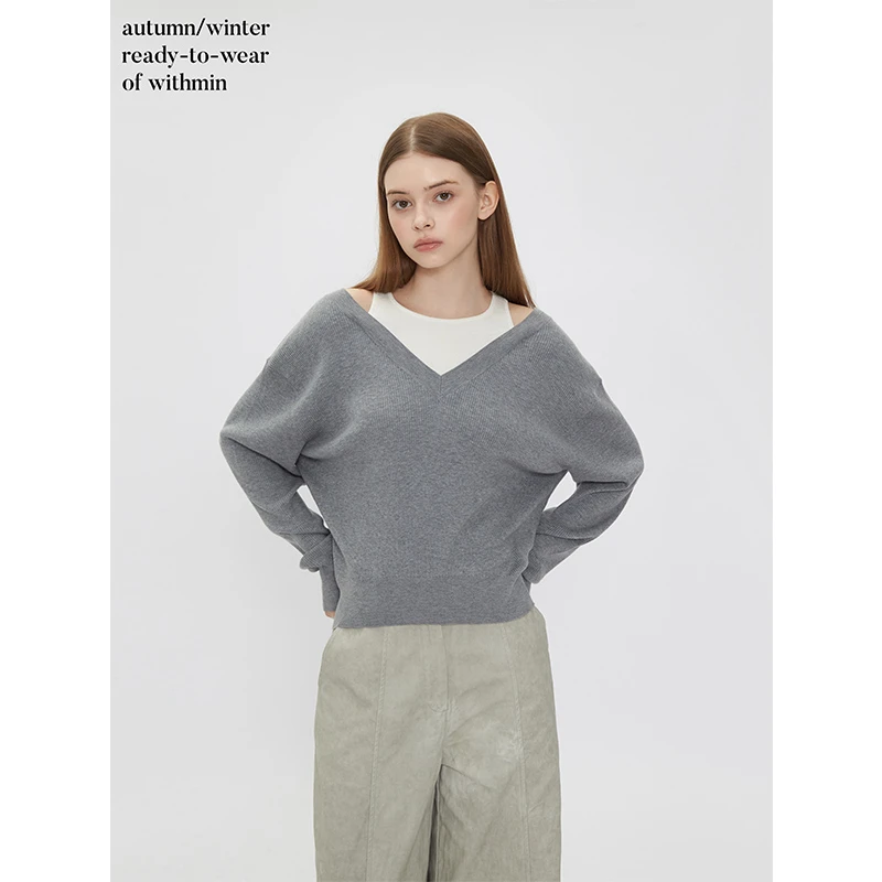 【现货】入秋回应 休闲百搭设计感假两件长袖针织衫上衣【2411236】