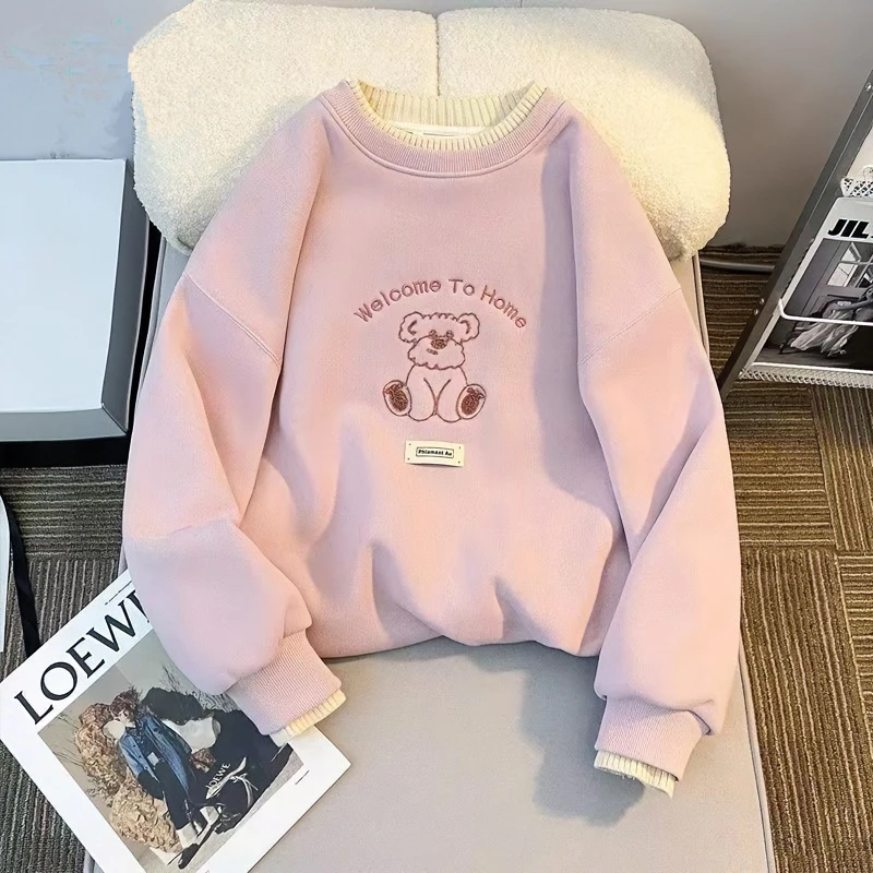 女童卫衣2025春季新款中大童洋气长袖小女孩加绒打底衫外套上衣潮