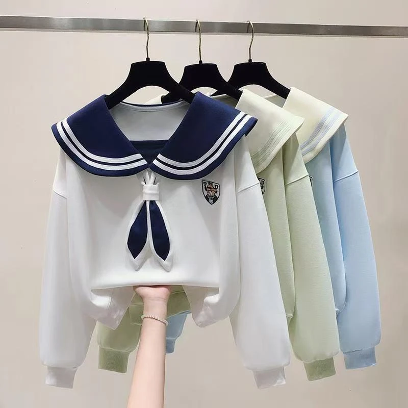 女童2025春秋新款学院风儿童小女孩假两件卫衣中大童宽松百搭上衣