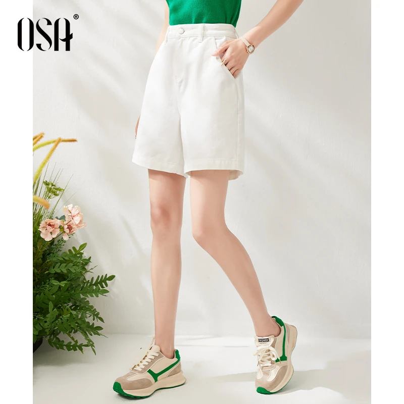 OSA/欧莎 薄款小个子白色外穿高腰直筒牛仔裤女夏季S123A53004