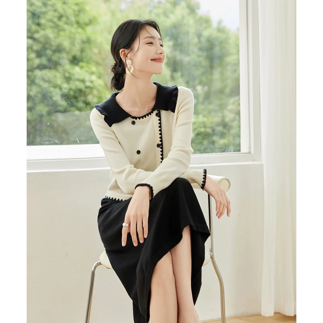OSA/欧莎 毛衣针织背心裙连衣裙套装女秋冬季两件套S124D15008