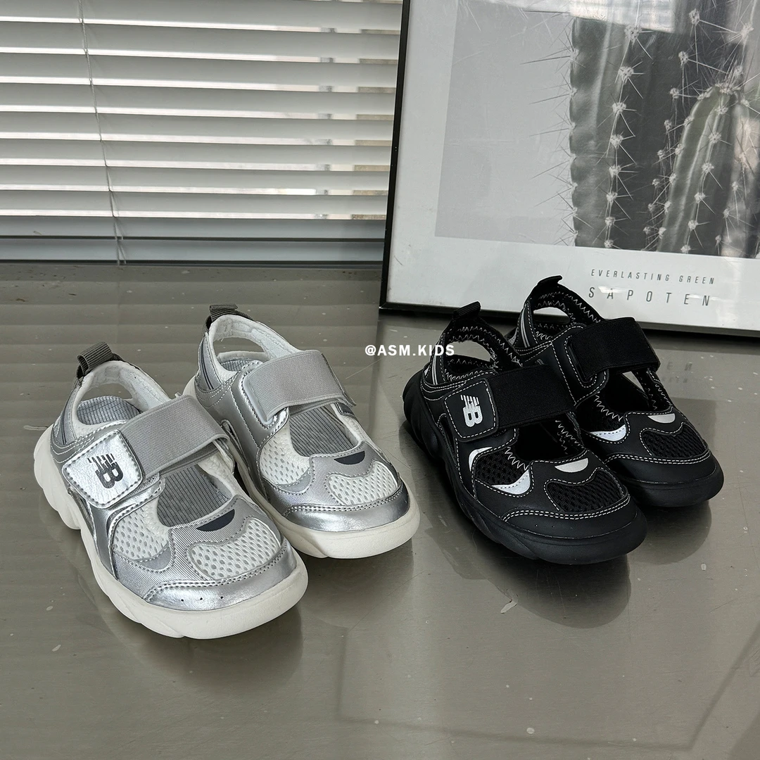 2025夏季新款儿童镂空透气运动凉鞋男童软底魔术贴休闲鞋女童鞋