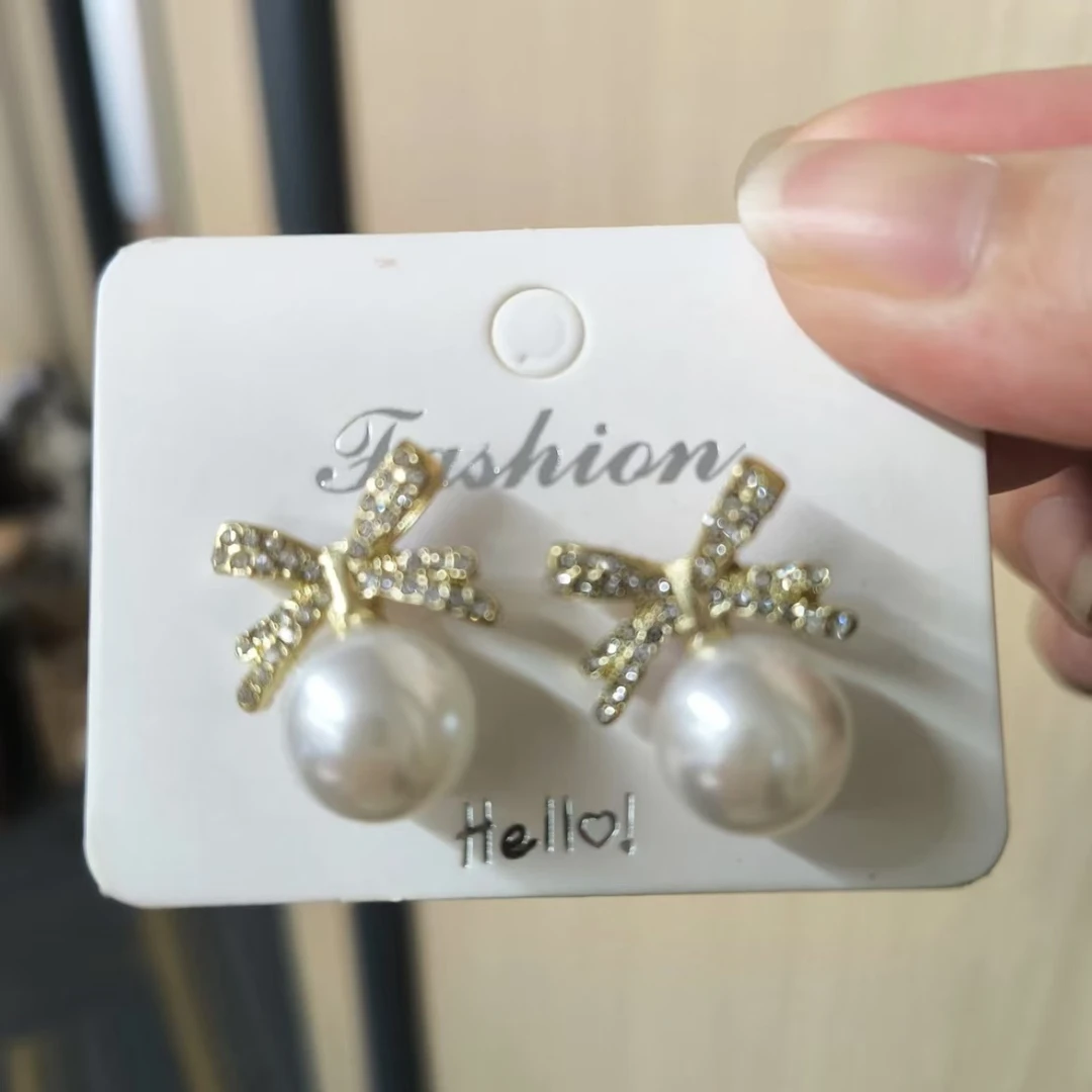 YM985复古蝴蝶结耳环轻奢小众设计