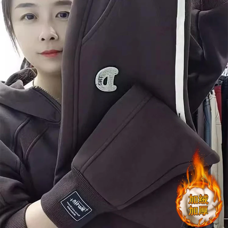 高档次加厚保暖休闲裤女2025冬季时尚束脚裤加绒保暖宽松遮肉长裤