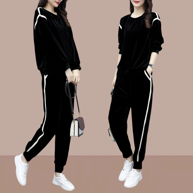 秋季韩版休闲时尚套装2024新款爆款女装宽松大码运动服气质两件套
