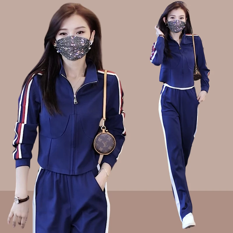 时髦洋气宽松休闲套装女2025爆款秋季女装韩版气质外套长裤两件套