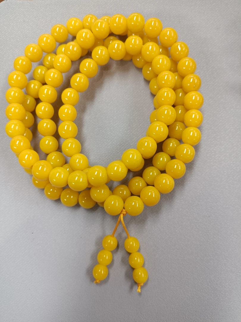 08号精品10mm黄色佛珠项链