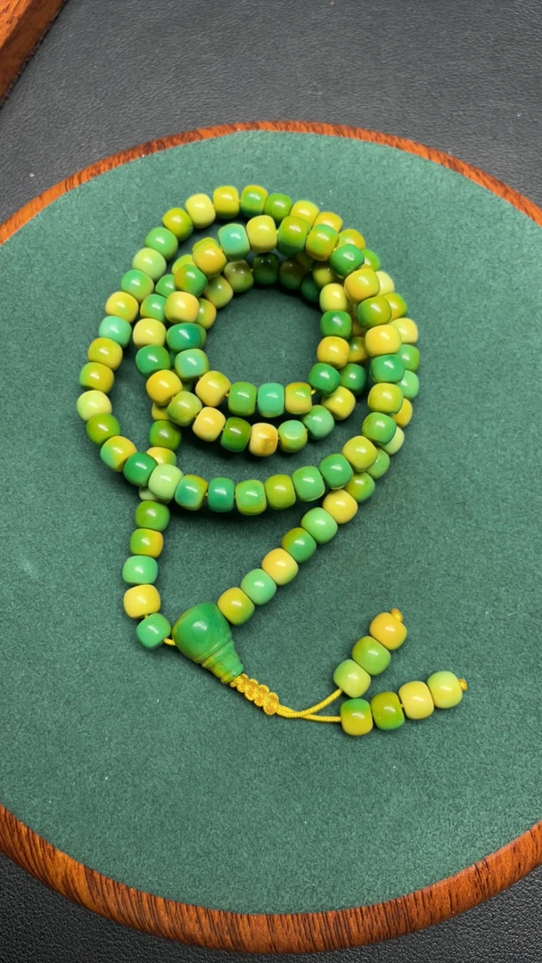 290号6mm黄加绿108项链