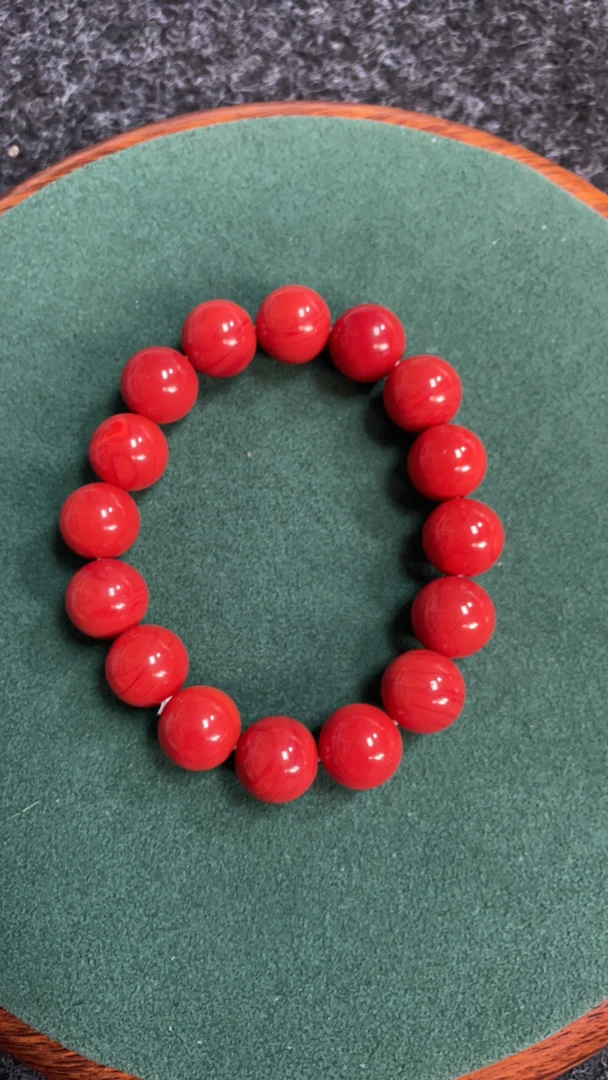 515号12mm火焰红色圆珠手串