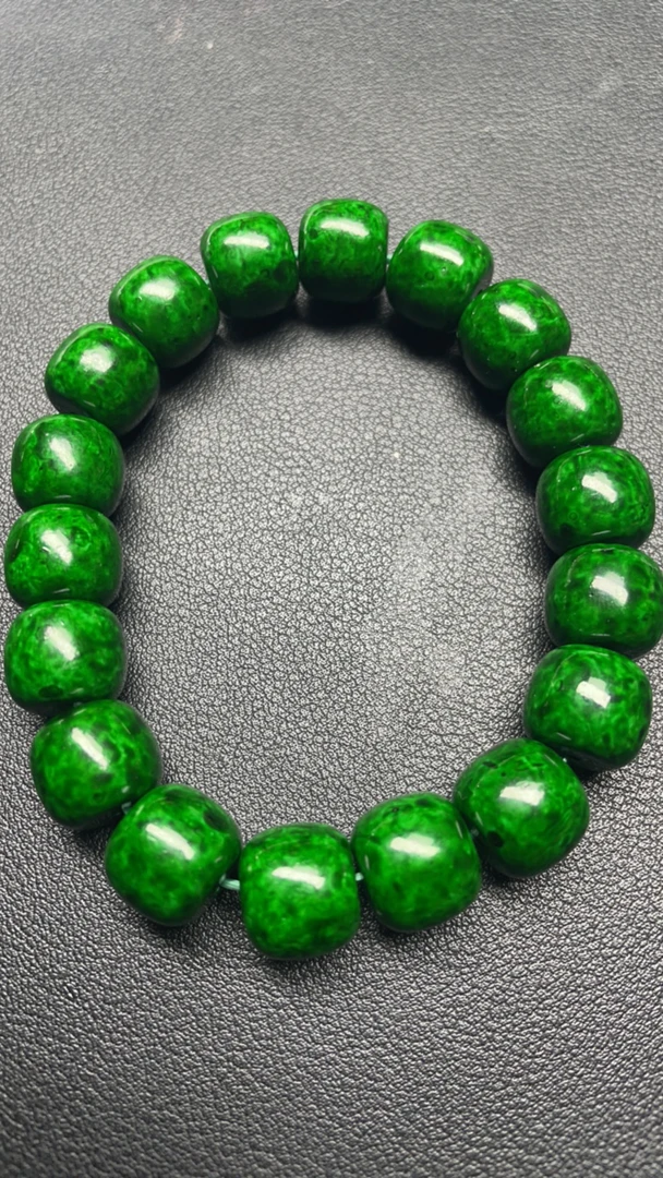 非金属珐琅手链 绿色琉璃12mm手串老型珠
