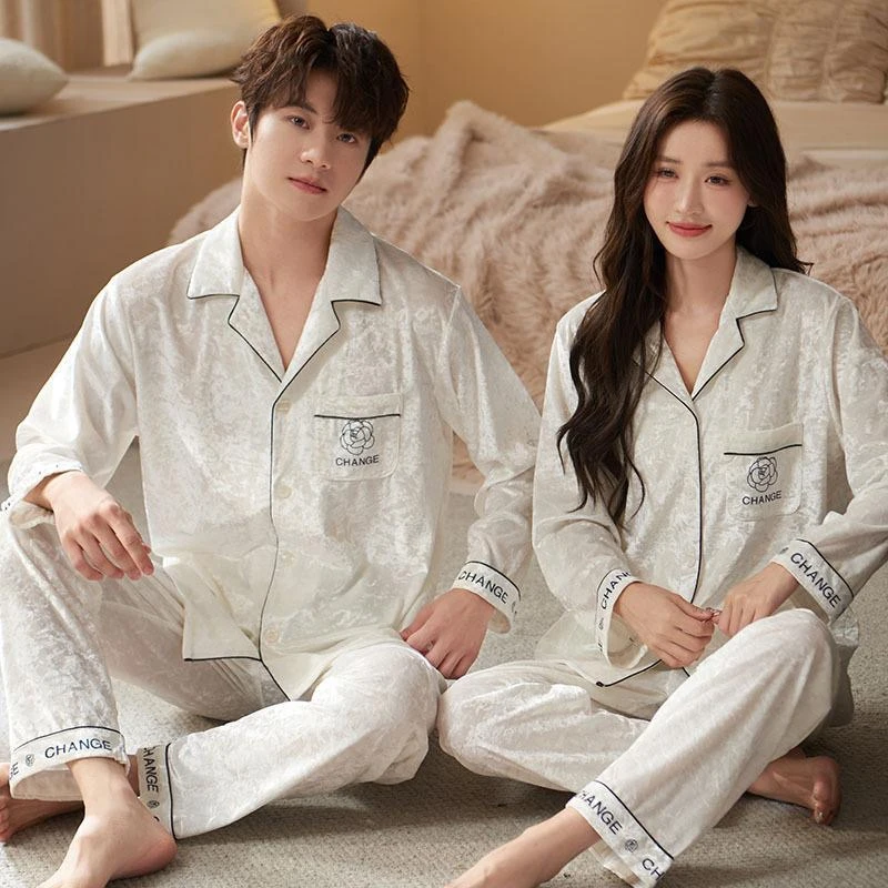 睡衣情侣装一男一女秋冬金丝绒2024新款轻奢高级感时尚套装家居服