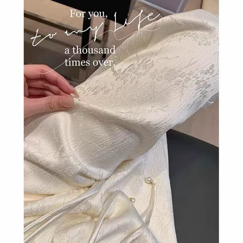 “提花裤”新中式复古提花松紧腰长裤百搭休闲显瘦直筒裤女