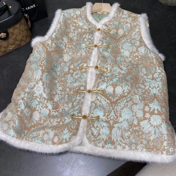 “烧花” 立体提花 保暖洋气秋冬新中式国风马甲