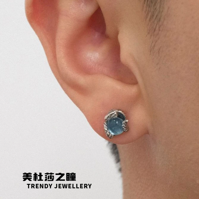 黄铜耳饰 美杜莎之瞳耳钉痞帅男女情侣款高级感恶魔简约冷淡风