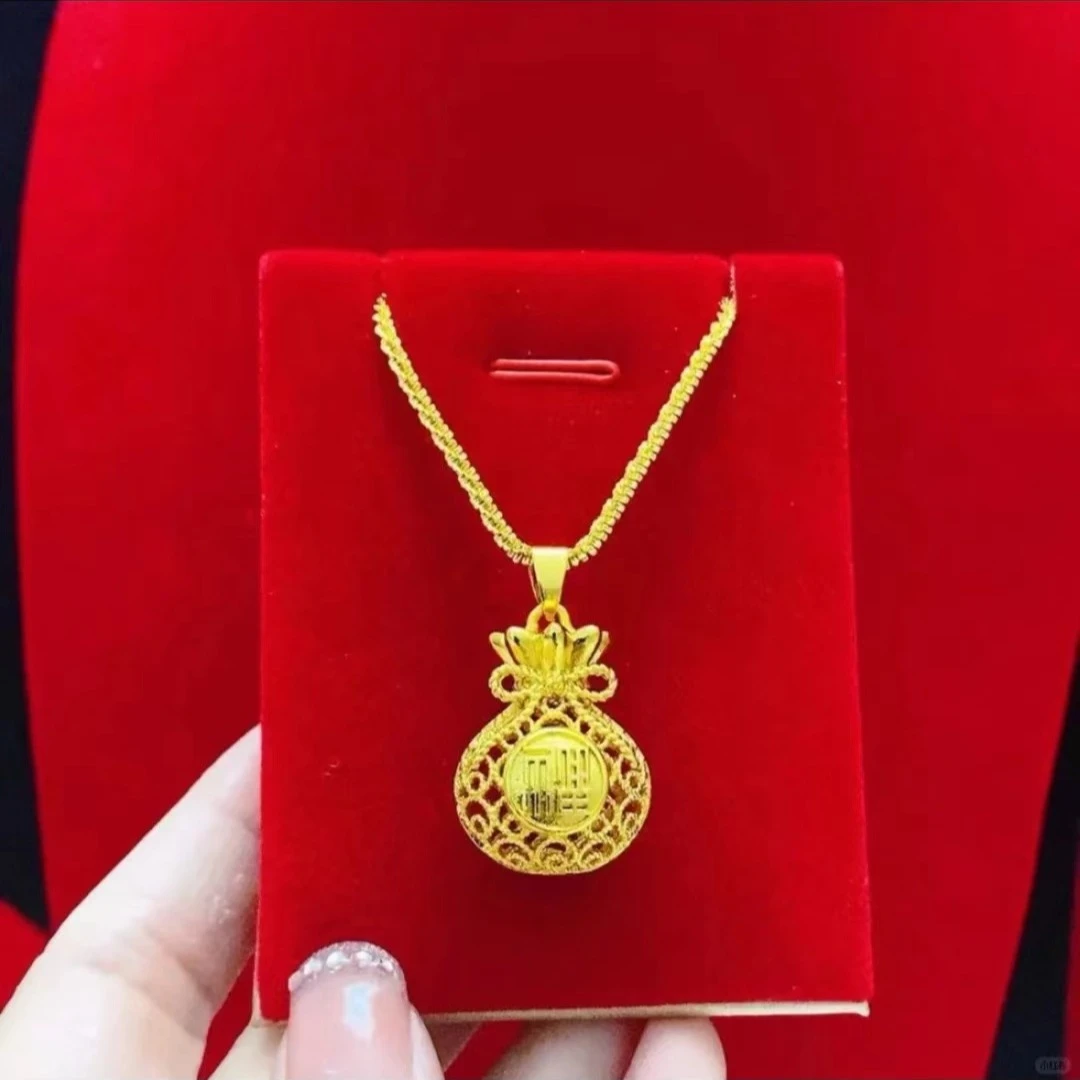 【双十一福利】复古福袋锁骨项链镂空花丝福袋吊坠K-3