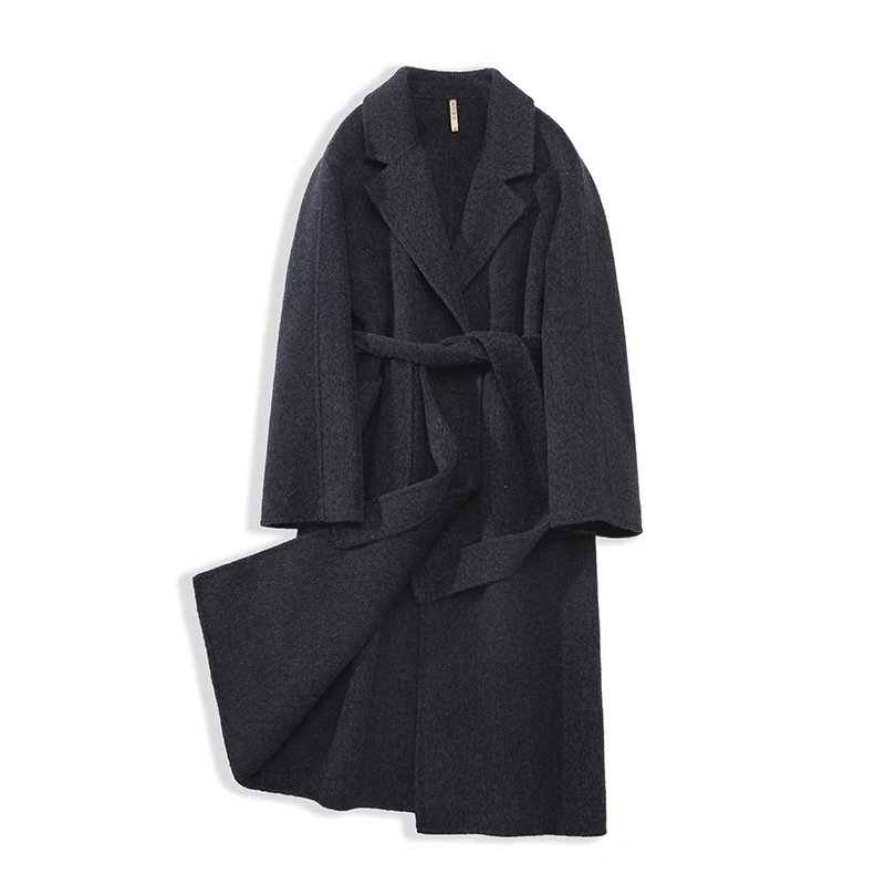 浴袍款女士宽松双面绵羊毛呢子大衣中长款时尚气质款秋冬百搭外套
