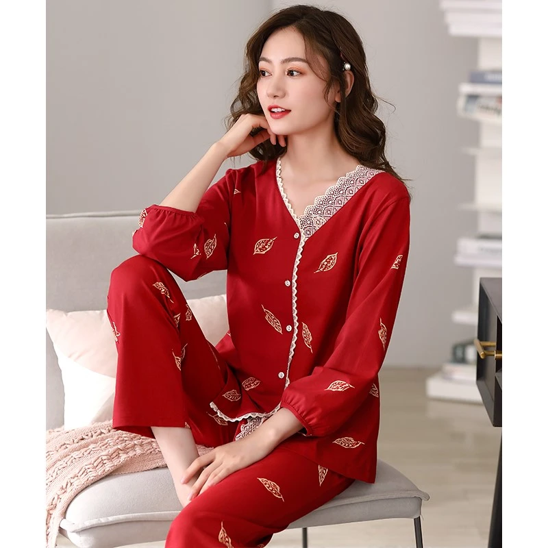 2023年新款红色睡衣女款春秋季本命年龙结婚长袖家居服可外穿冬天