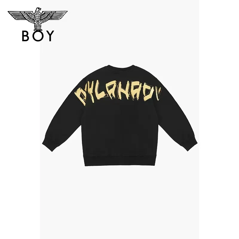 BOYLONDON卫衣老鹰标烫金印花潮牌圆领休闲宽松针织套头衫长袖