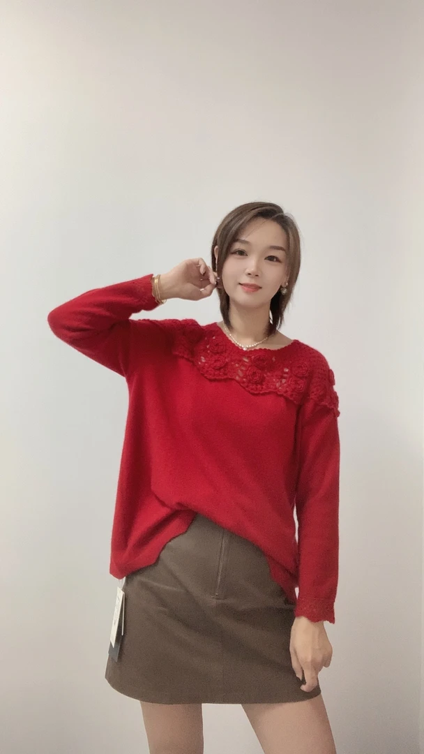 100%阿尔巴斯幼崽山羊绒]2024秋冬季时尚打底毛衣