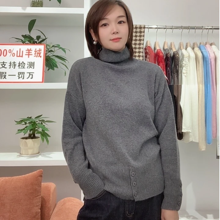 [100%阿尔巴斯幼崽山羊绒]2024秋冬赵小刀同款加厚双翻领套头