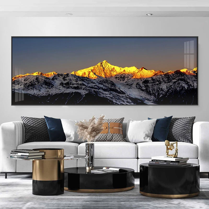 日照金山装饰画背靠金山客厅画客厅背景墙挂画沙发背景墙装饰画