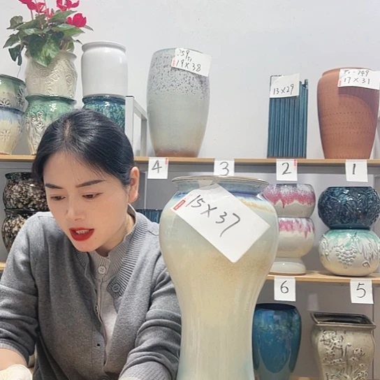 红陶紫砂粗陶花盆 15×37