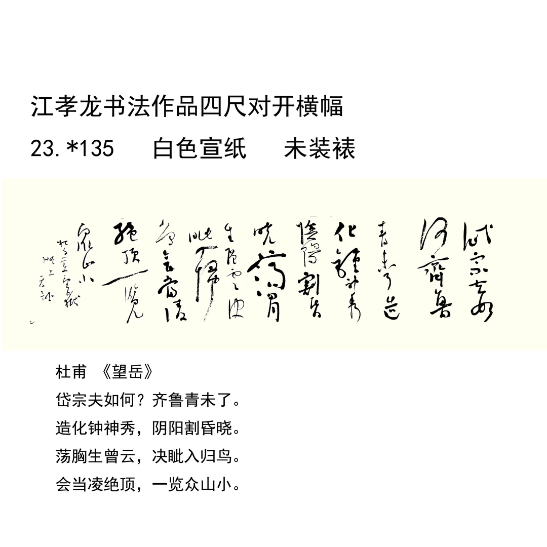 杜甫《望岳》横幅23*135（江孝龙书法作品）