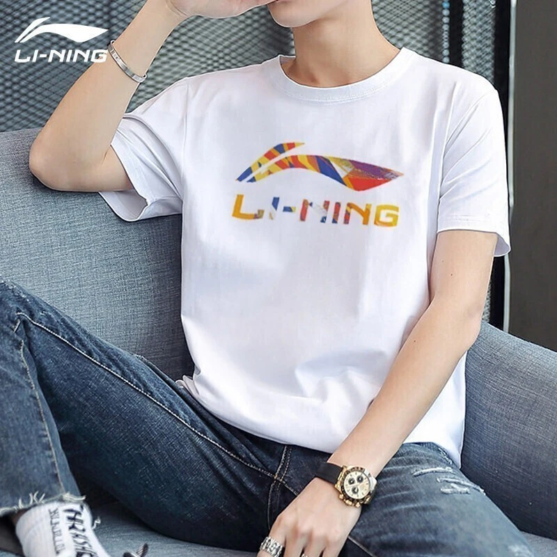 正品】李宁短袖T恤男夏季透气半袖大LOGO文化衫运动圆领情侣款