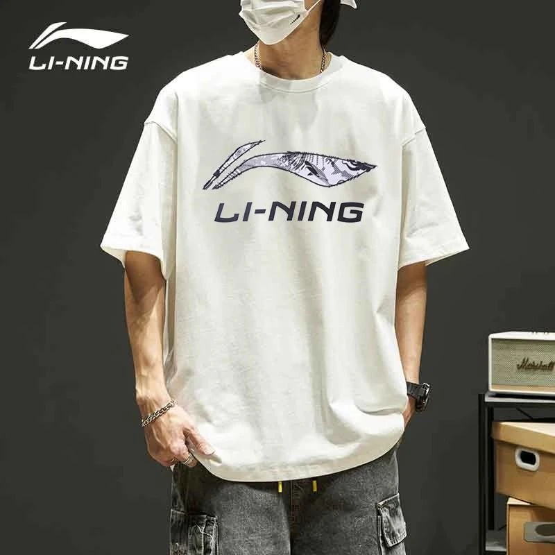 李宁短袖t恤男士新款运动半袖2025夏季宽松情侣休闲透气圆领体恤
