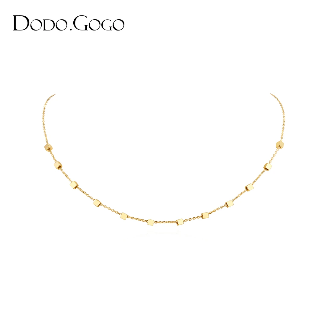 DODOGOGO 钛钢项链 方块链条项链轻奢小众设计感高级冷淡风锁骨链