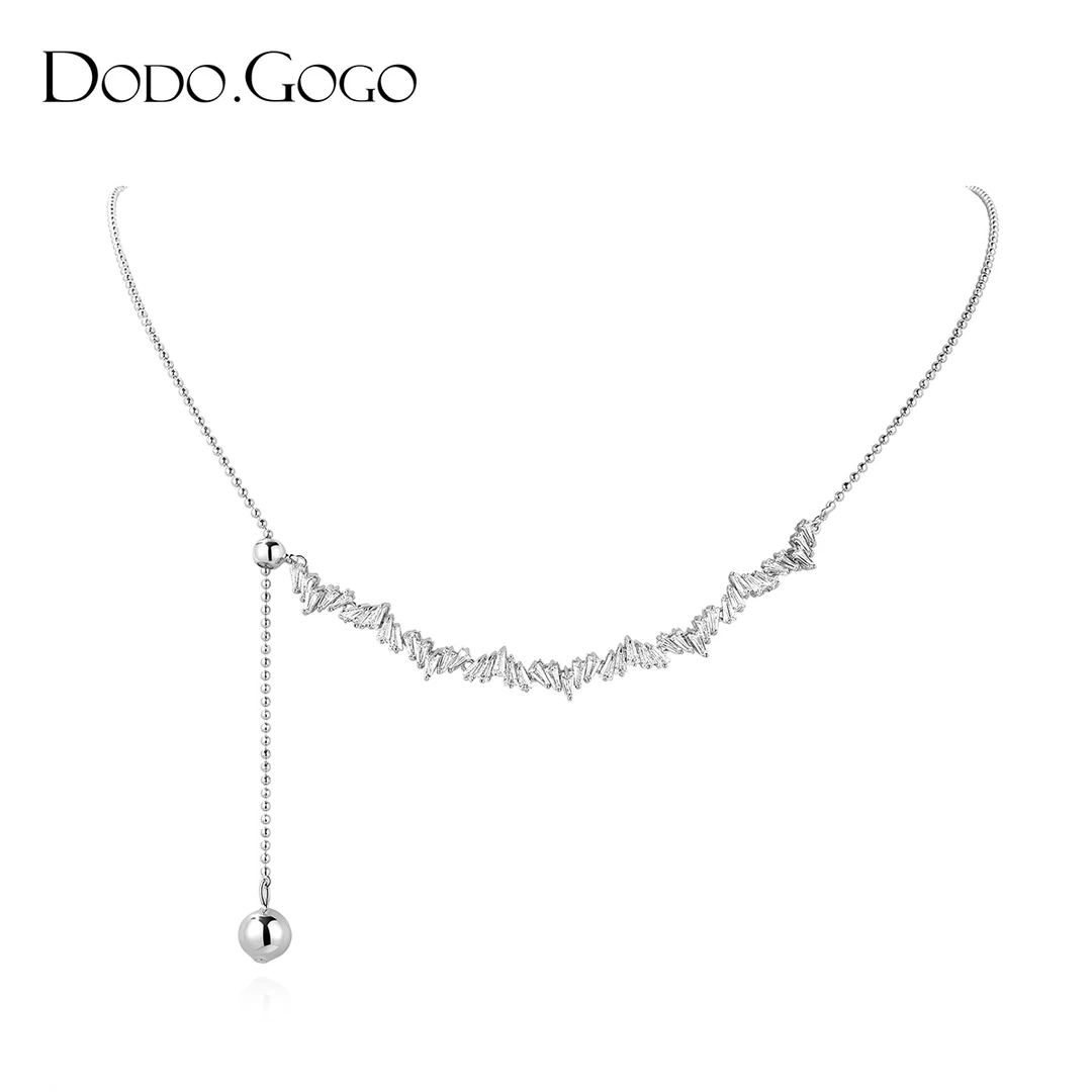 DODOGOGO 合金合成锆石项链 气质轻奢时尚小众简约拼接坠链设计感