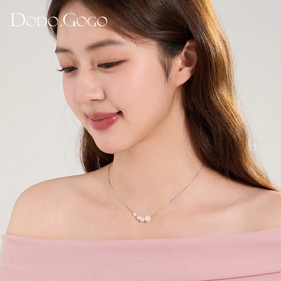 DODOGOGO 链子925银仿珍珠 百搭简约纯银甜美优雅精致素款锁骨链