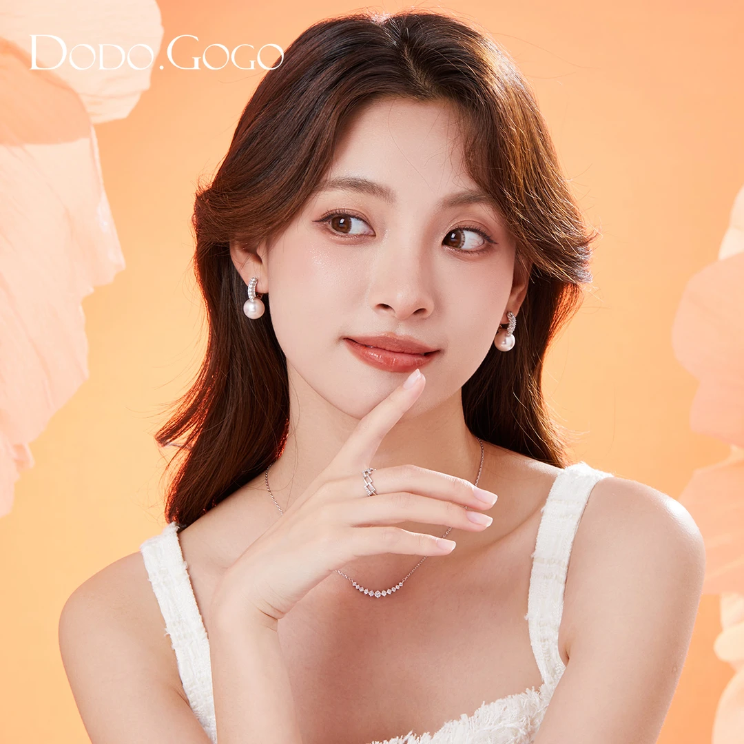DODOGOGO 铜合金仿珍珠耳饰 小众设计耳扣高级感气质简约名媛耳环