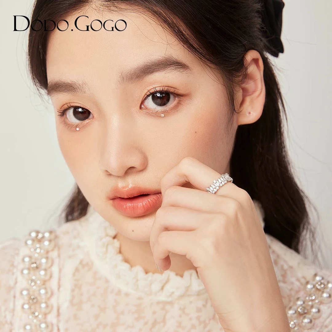 合金合成锆石戒指 参差不齐戒指时尚小众设计极简