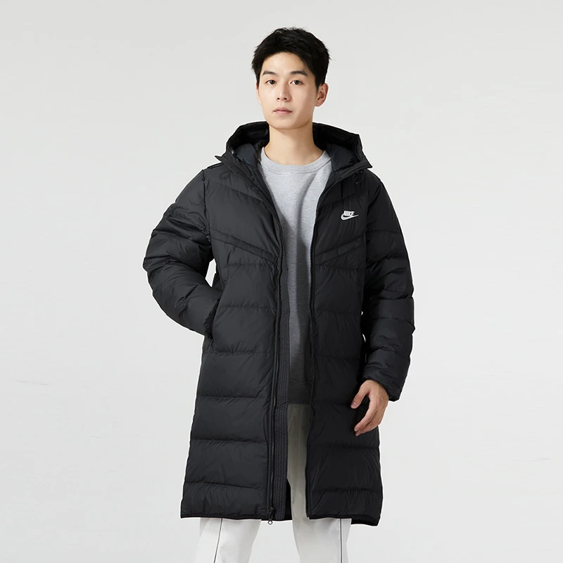 NIKE耐克男装冬季新款运动休闲保暖轻便连帽长款羽绒服外套FB8180