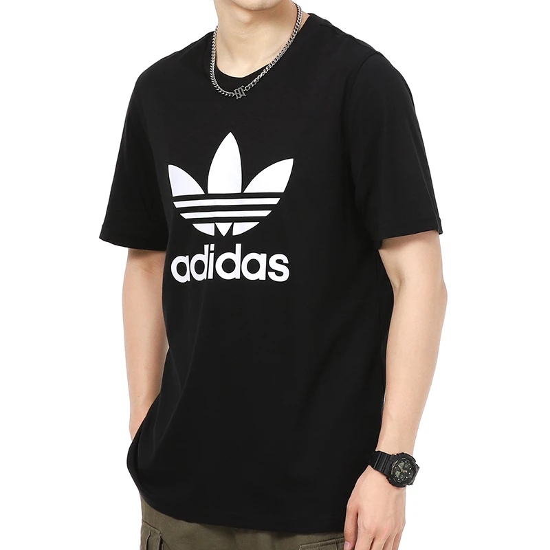 adidas阿迪达斯三叶草男子短袖T恤夏季圆领黑色休闲运动服H06642