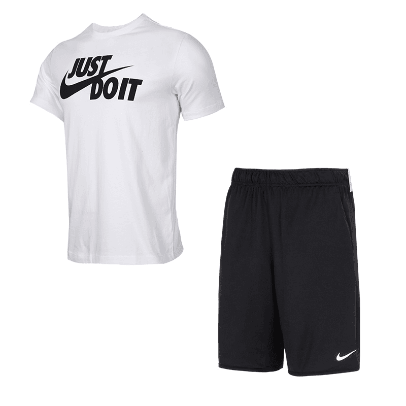 【精选】耐克男运动套装024夏季新款宽松圆领运动休闲T恤短裤AR5007
