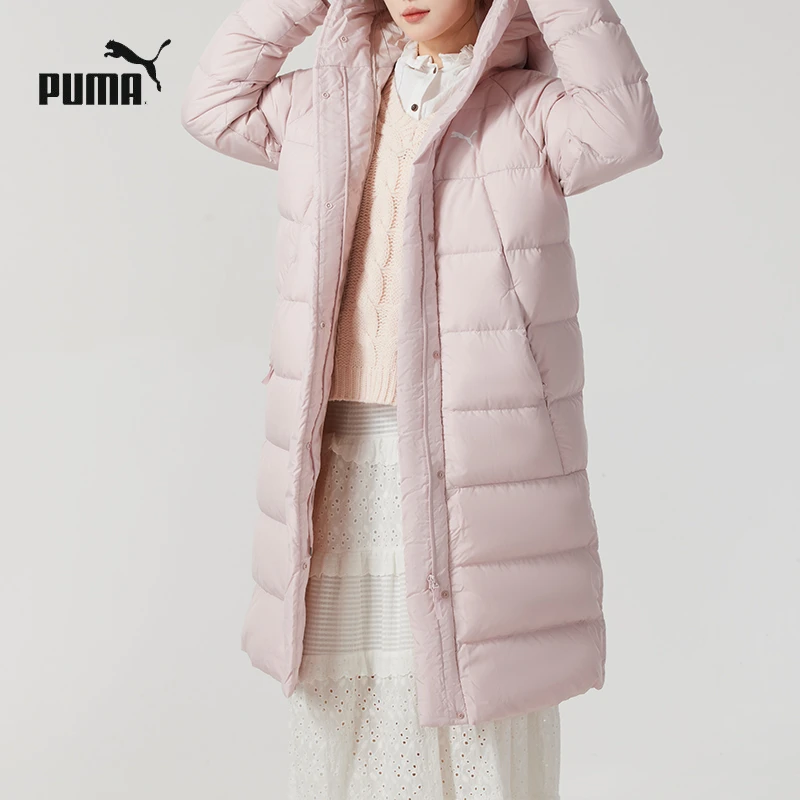 彪马新派简约连帽羽绒服女装棉羽2025粉色休闲保暖长款外套684236