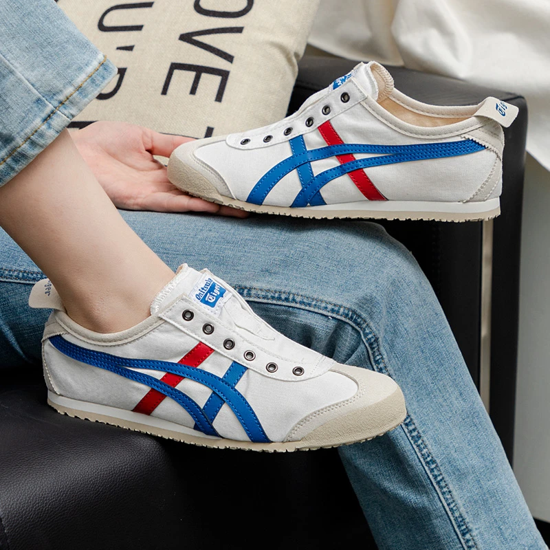 【鬼塚虎】鬼塚虎男鞋女鞋情侣帆布鞋低帮透气休闲鞋1183A360-121