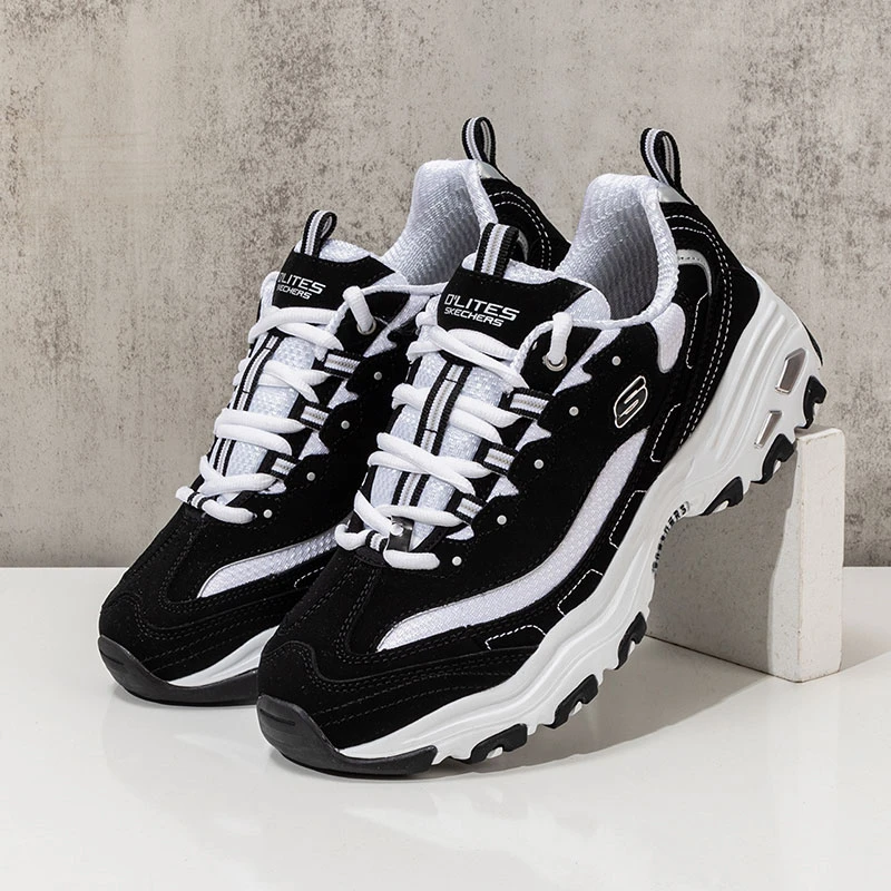 【四季经典熊猫鞋】斯凯奇正品爆款男鞋黑白老爹鞋增高复古运动鞋