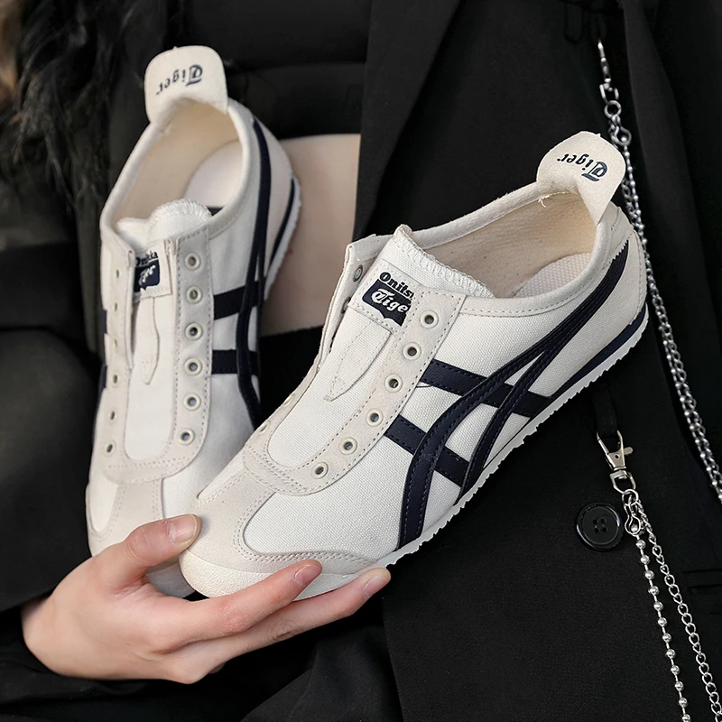 【鬼塚虎】2024新款男鞋女鞋一脚穿情侣低帮帆布休闲鞋1183A360-205