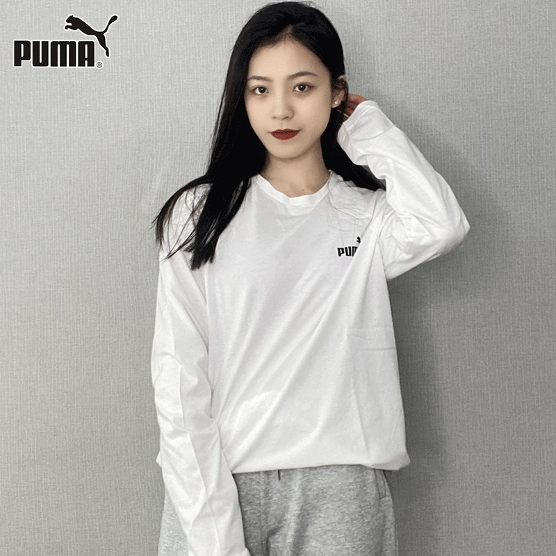 PUMA彪马长袖T恤男女新款白色圆领运动上衣时尚休闲套头衫 845924