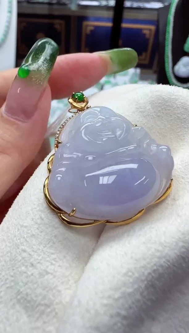 【闪购商品】翡翠颈饰18K金镶嵌佛公