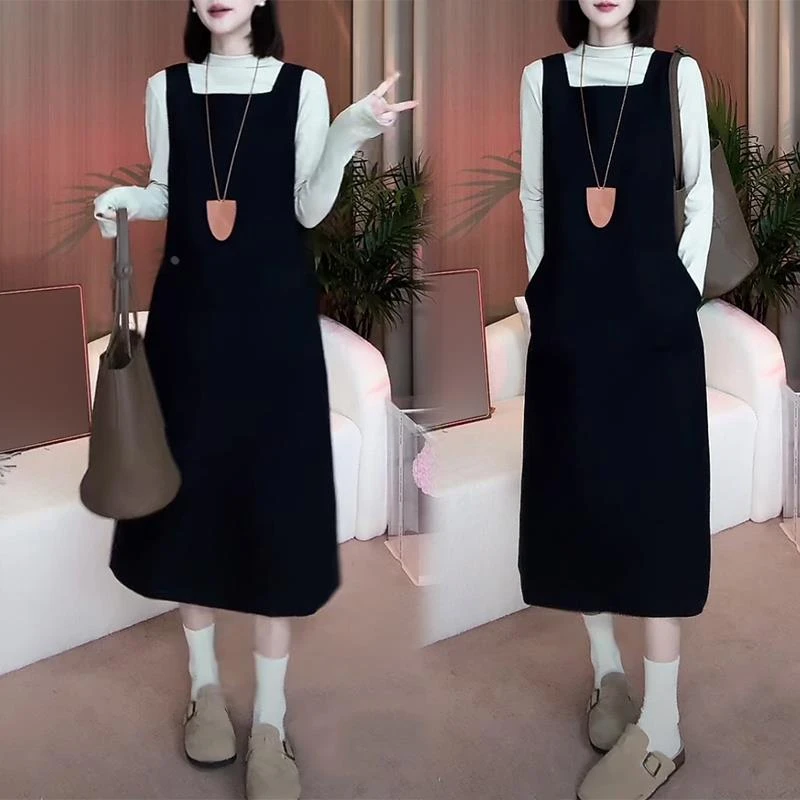 秋装搭配一整套时尚裙装2024新款绝美背带套装宽松连衣裙子长裙子