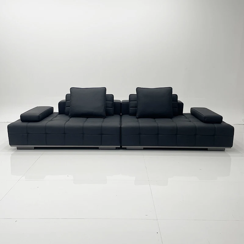 劳伦斯沙发头层牛皮全青皮意式极简客厅沙发组合佛山源头家具工厂