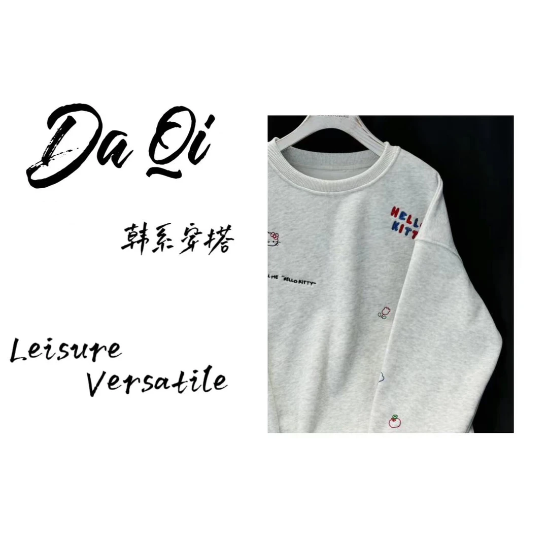 【猫咪刺绣】雅丹秋冬季新款加绒卡通刺绣卫衣G47-3765