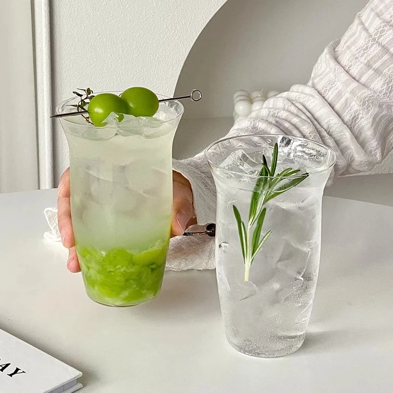 K066ins玻璃杯水杯无铅水晶杯子古典宽口杯果汁冷饮家用气泡水杯