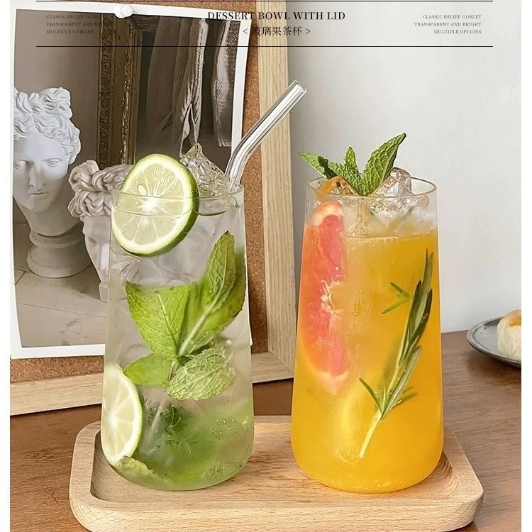 网红玻璃杯北欧风ins风喝水杯子透明饮料杯果汁杯冷饮杯创意餐厅
